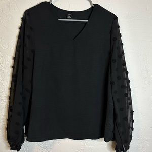 Shein Curve Mesh Lantern Sleeve Blouse